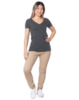 Bayside 5875 Made In USA Women's Fine Jersey V-Neck