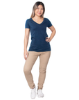 Bayside 5875 Made In USA Women's Fine Jersey V-Neck