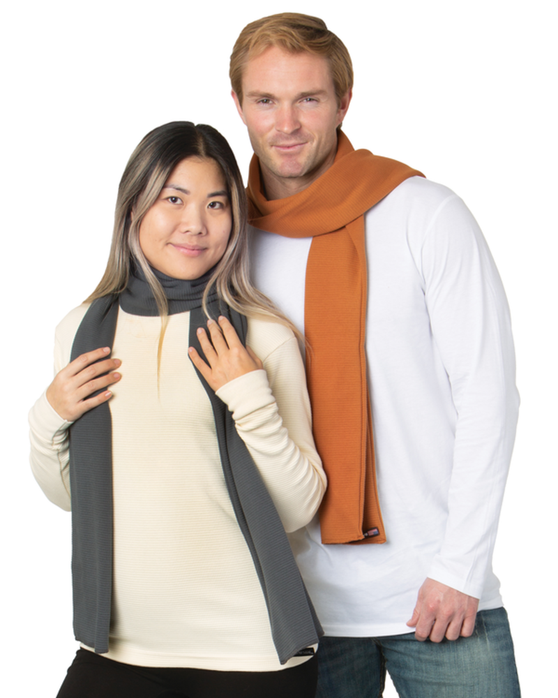 BAYSIDE UNISEX MADE IN USA THICK WAFFLE KNIT THERMAL COTTON SCARF
