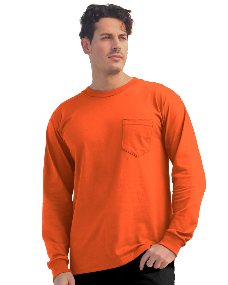 Bayside 3055 Union Made Heavyweight Long Sleeve Pocket T-Shirt