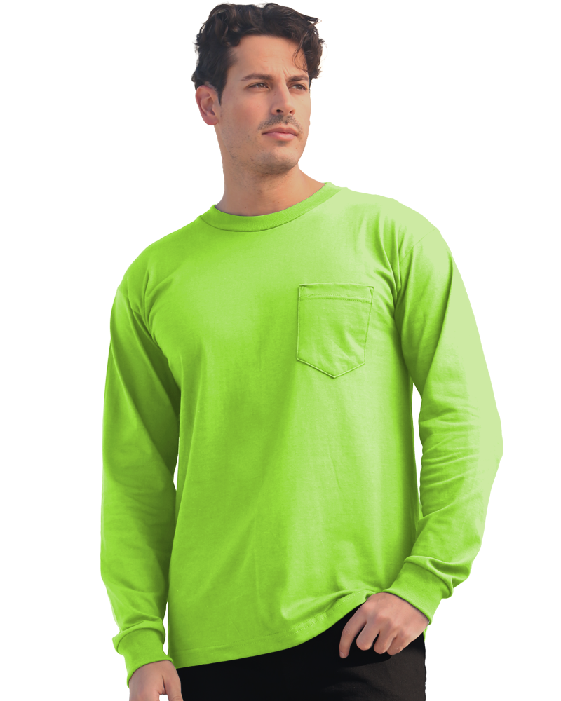 Bayside 3055 Union Made Heavyweight Long Sleeve Pocket T-Shirt