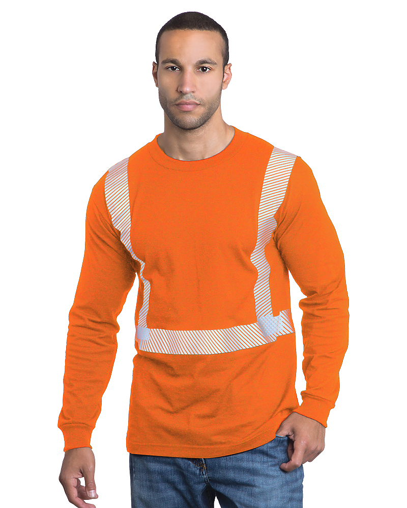 Bayside 3705 Hi-Vis Long Sleeve Crew With Segmented Striping