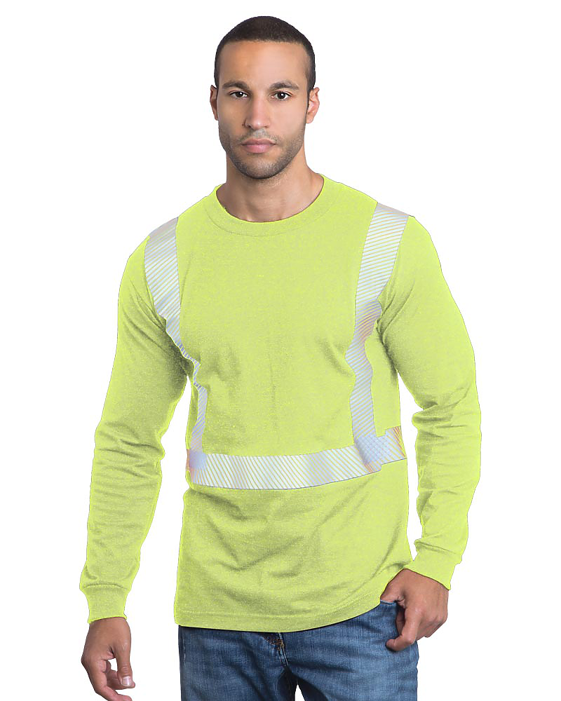 Bayside 3705 Hi-Vis Long Sleeve Crew With Segmented Striping