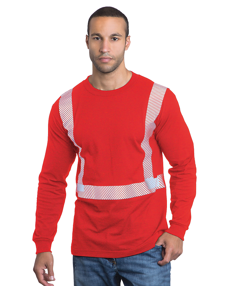 Bayside 3705 Hi-Vis Long Sleeve Crew With Segmented Striping