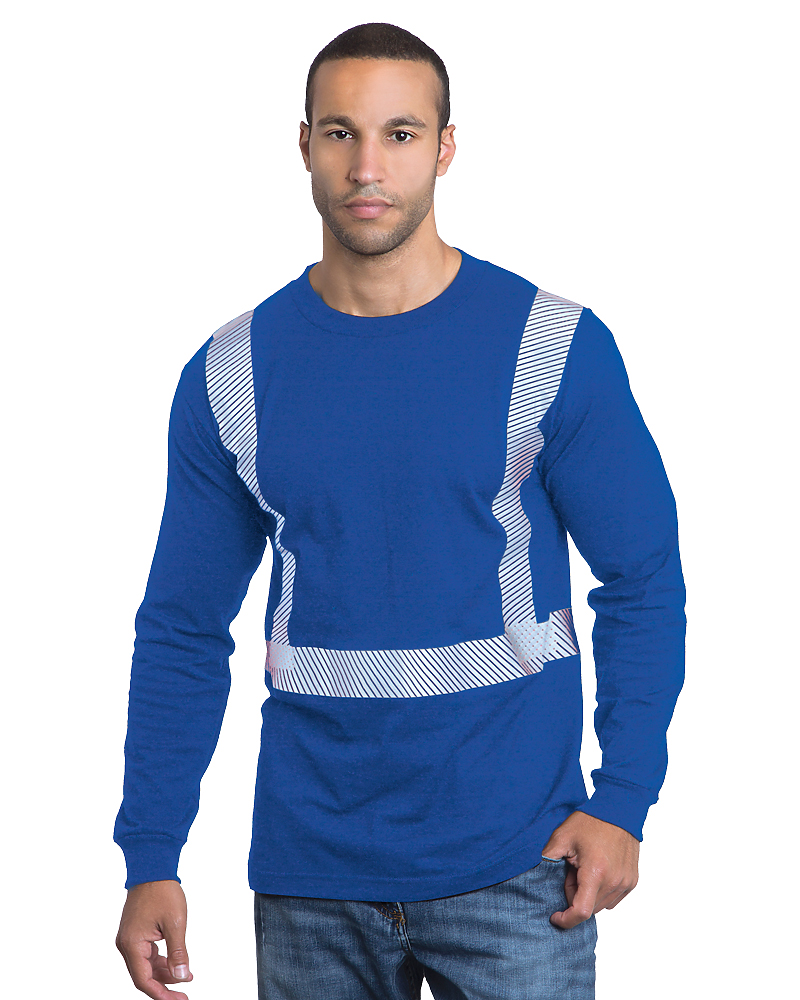 Bayside 3705 Hi-Vis Long Sleeve Crew With Segmented Striping
