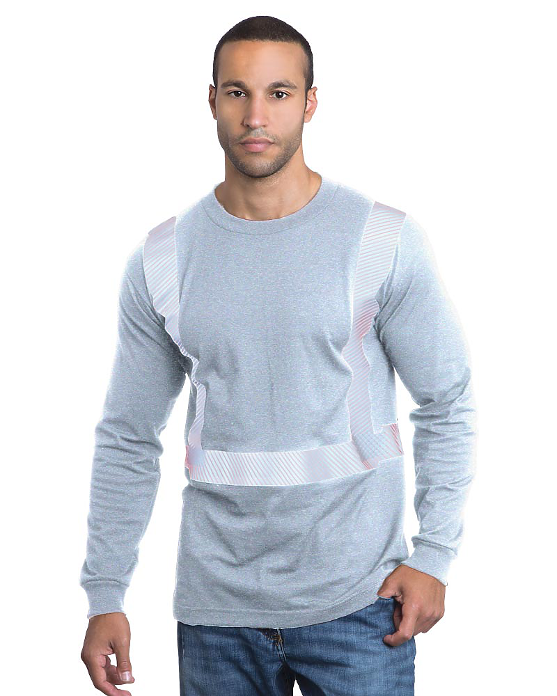 Bayside 3705 Hi-Vis Long Sleeve Crew With Segmented Striping