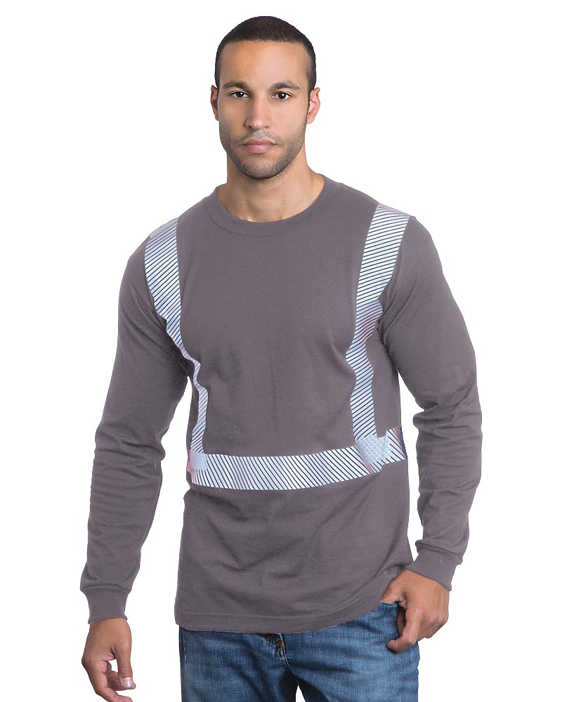 Bayside 3705 Hi-Vis Long Sleeve Crew With Segmented Striping