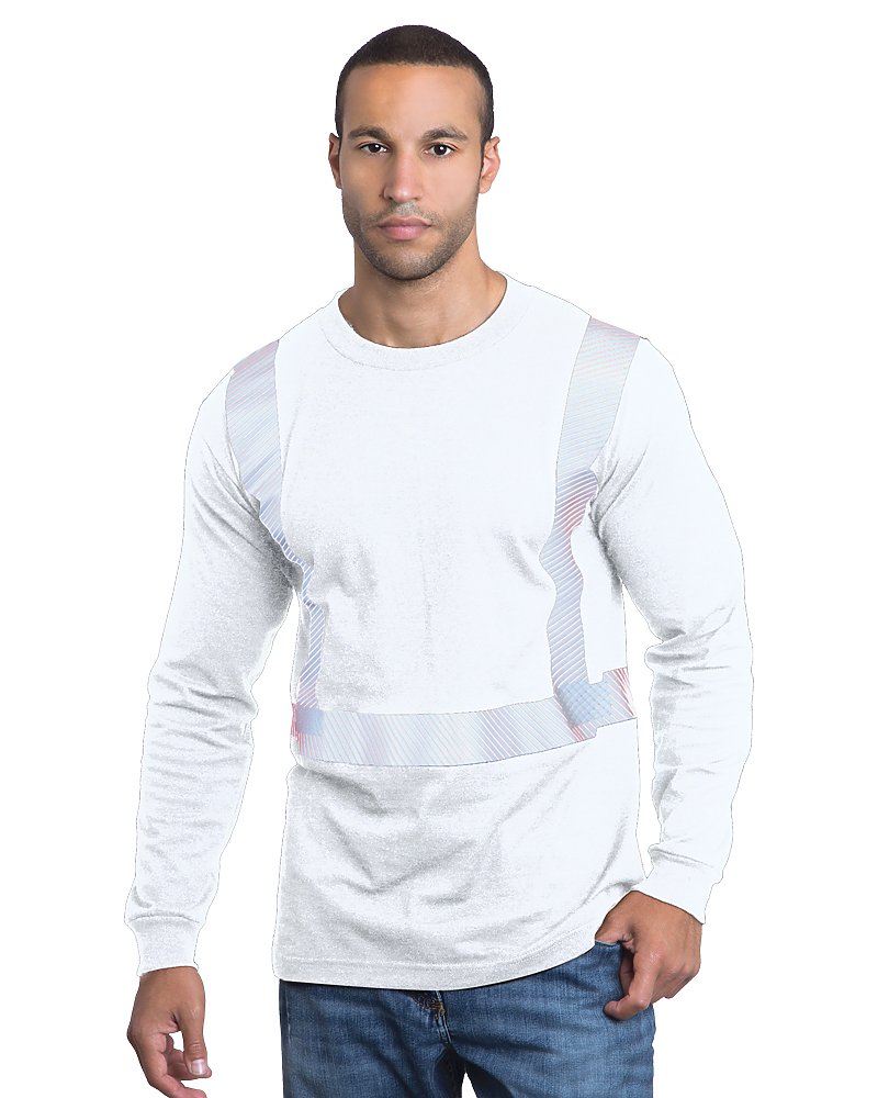 Bayside 3705 Hi-Vis Long Sleeve Crew With Segmented Striping