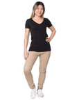 Bayside 5875 Made In USA Women's Fine Jersey V-Neck
