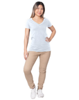 Bayside 5875 Made In USA Women's Fine Jersey V-Neck
