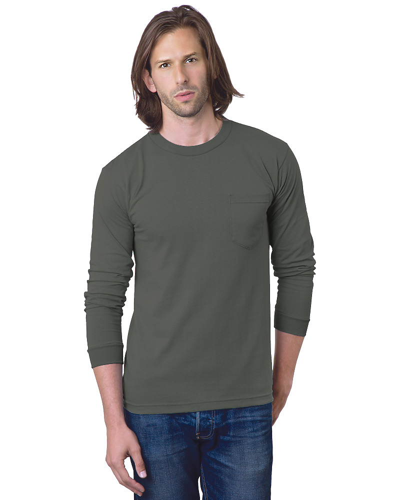 Bayside 8100 USA Made Heavyweight Long Sleeve Pocket T-Shirt