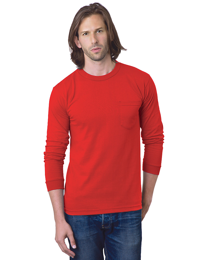 Bayside 8100 USA Made Heavyweight Long Sleeve Pocket T-Shirt