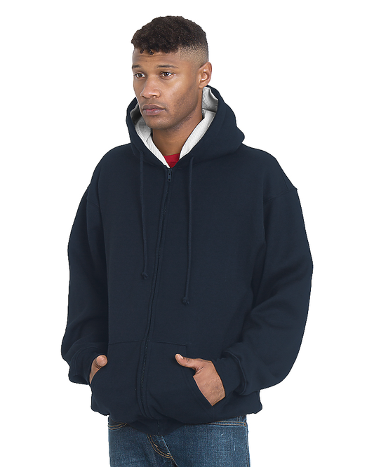 Bayside 940 USA Made Super Heavy 17oz. Thermal Lined Hooded Full Zip Fleece